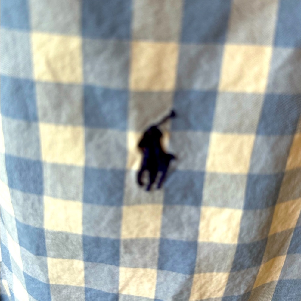 Ralph Lauren Blue and White Checkered Button Up Size XL- light weight - Picture 5 of 5